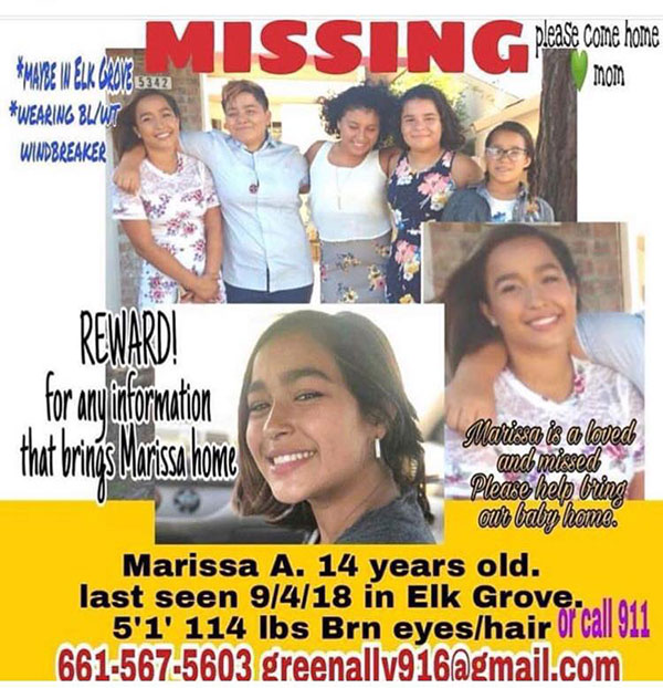 14 Year Old Girl Named Marissa Araiza Missing From Elk Grove