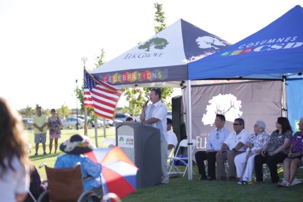 Vice Mayor Pat Hume speaking at the opening of Kammerer Park
