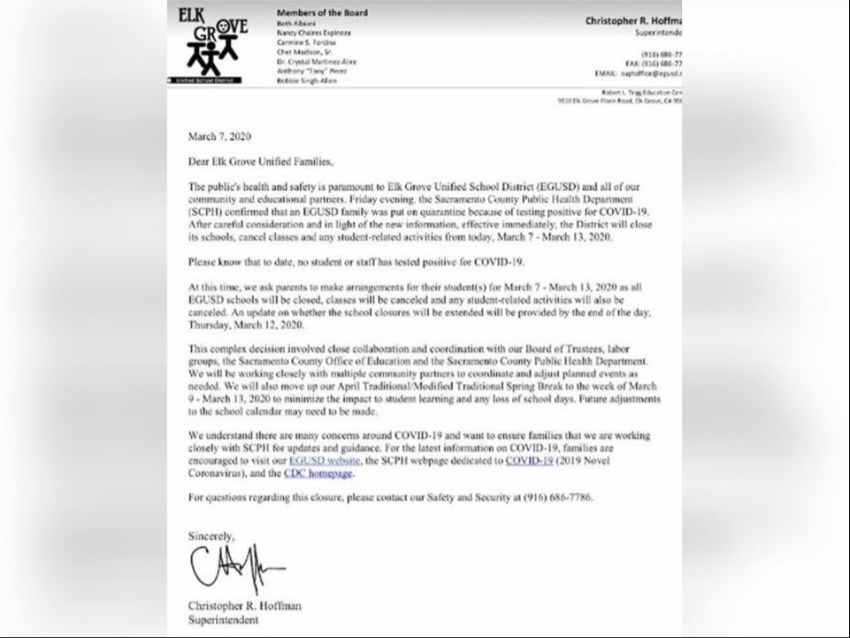 Elk Grove Unified School District Cancels School This Upcoming Week