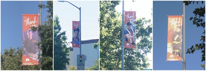 Banners In Elk Grove Honoring Essential Workers